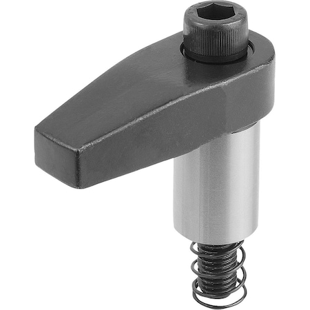 Kipp Hook Clamp With Ground Shank, Form:B, M08X50, R=30, D=18, Carbon Steel Black Oxidized K0014.208030